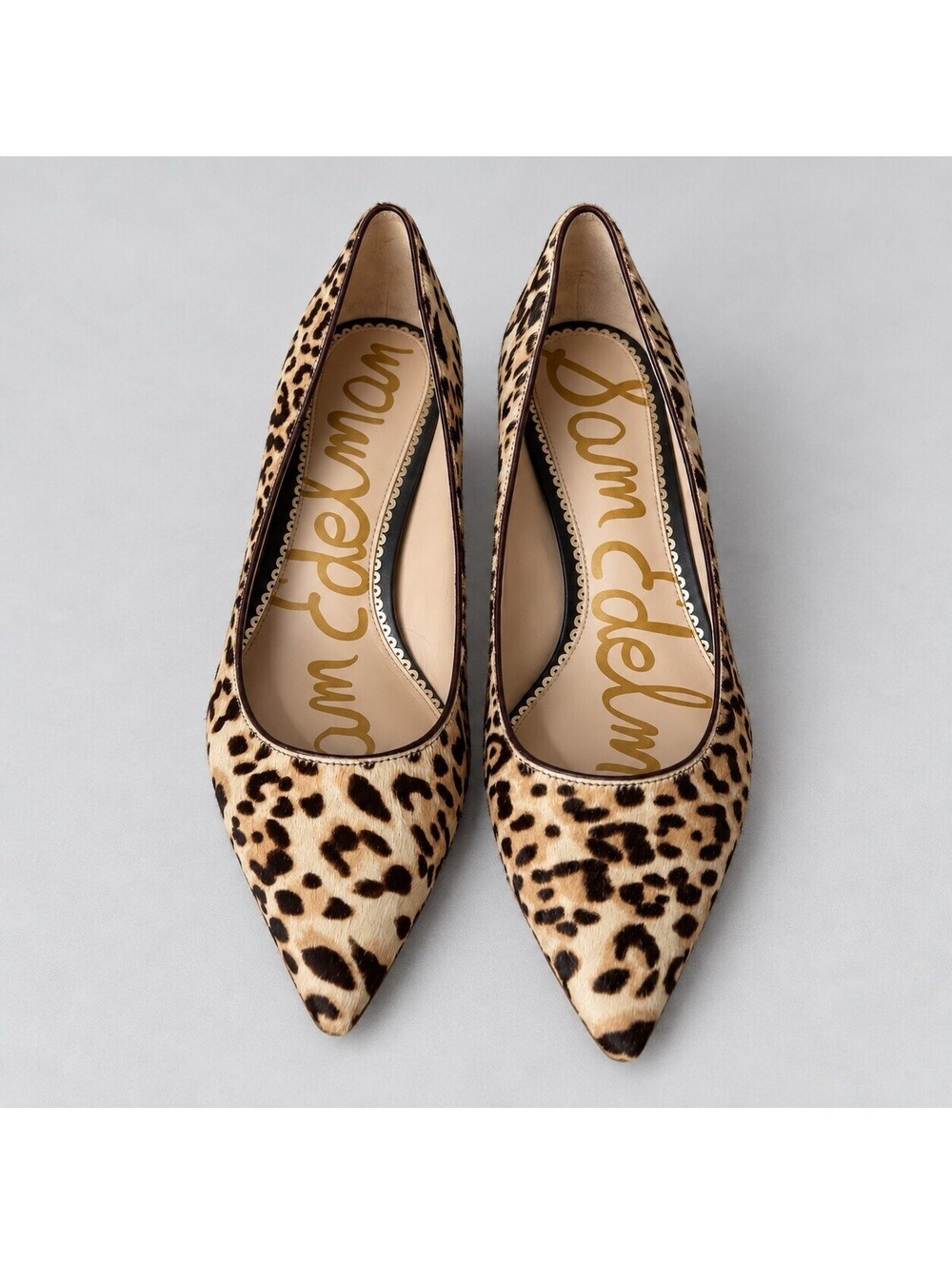 Sam Edelman Dori Leopard Print Pumps Womens 11 Calf Hair Pointed Toe Kitten Heel